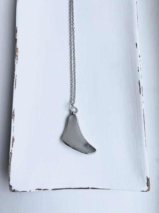 Tiffany Soldered Boomerang-shaped Bottle "Ghost Town Glass" Pendant Necklace