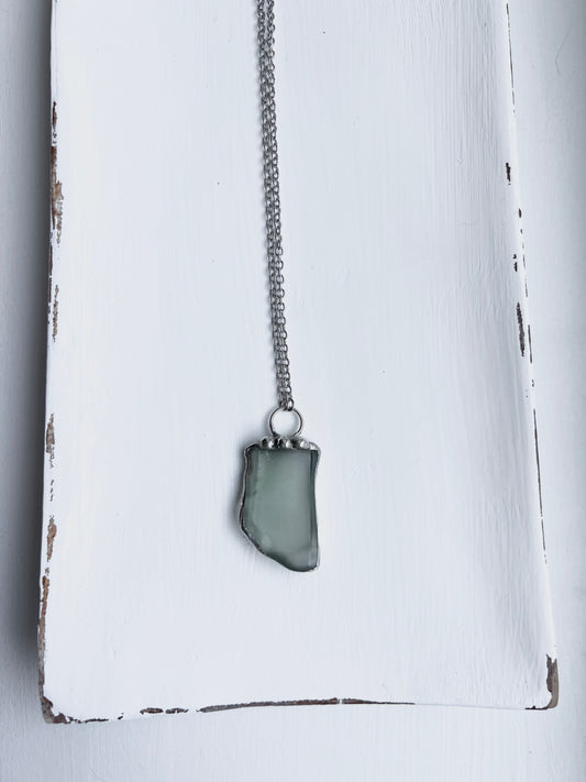 Tiffany Soldered Soda Bottle "Ghost Town Glass" Pendant Necklace